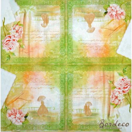 Serwetka do decoupage firmy SWEET PAC romantyczny spacer 33x33